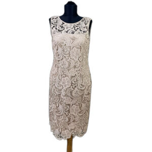 Adrianna Papell Crochet Lace Sheath Dress women’s Size 10 Party cocktail wedding